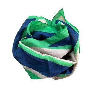 Vintage Geo Stripe Square Scarf Lightweight Bandana Blue and Green Retro Stripe